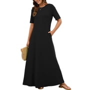 chinese dress ladies LILBETTER Womens Long Sleeve V-Neck Wrap Waist Maxi Dress(Black Small) at  Amazon Women's Clothing store