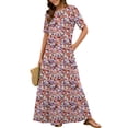 thumbnail image 1 of Chiclily Women's Summer Short Sleeve Maxi Dress with Pockets - Soft Casual Loose Long Boho Sundress for Beach & Vacation, Numerous Flowers Size 2XL, 1 of 7