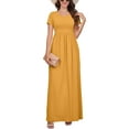 thumbnail image 1 of Chiclily Women's Maxi Dresses Short Sleeve Long Casual Dresses Loose Plain with Pockets, Yellow M, 1 of 7