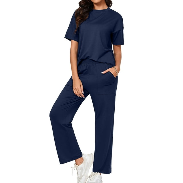 Chiclily Women's Loungewear Sets 2 Piece Pajama Sets Matching Outfits T