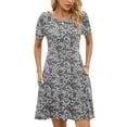 thumbnail image 1 of Chiclily Women's Summer Dresses Casual T Shirt Dresses Grey Sakura Small Short Sleeve Flowy Beach Sundress with Pockets, 1 of 9