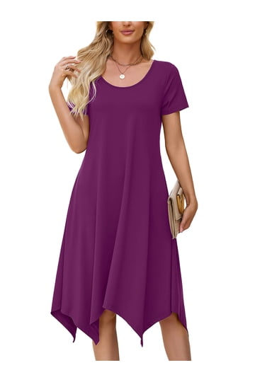 casual petite midi dress Old Navy Women's Fit & Flare Lightweight Smocked-Bodice - Purple Womens Round Neck Striped Split Design Pleated Casual Party Midi Dress Women's Petite Casual Variation Product
