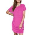 thumbnail image 1 of Chiclily Women's Summer Short Sleeve Dresses Crewneck Ribbed Mini Tshirt Dress, Rose Red XL, 1 of 6