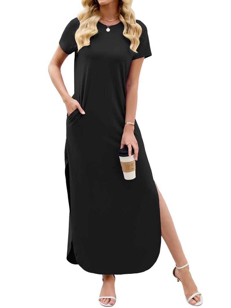 short sleeve loose maxi dress Brown Elegant Maxi Dress