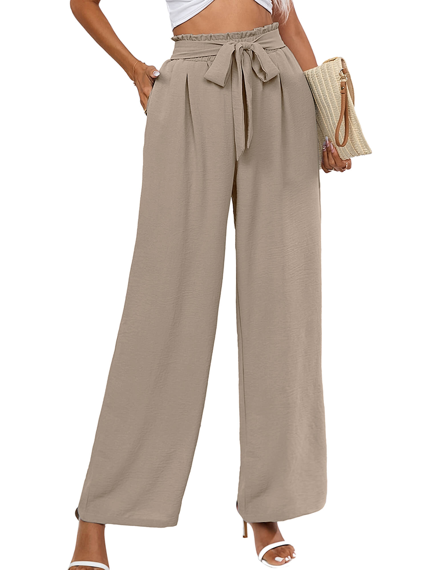Chiclily Belted Wide Leg Pants for Women High Waisted Business Casual