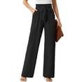 thumbnail image 1 of Chiclily Women's Wide Leg Pants with Pockets Black XL Casual Work Trousers with Removable Belt, 1 of 8