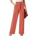thumbnail image 1 of Chiclily Women's Wide Leg Pants with Pockets Coral 2XL Casual Work Trousers with Removable Belt, 1 of 8