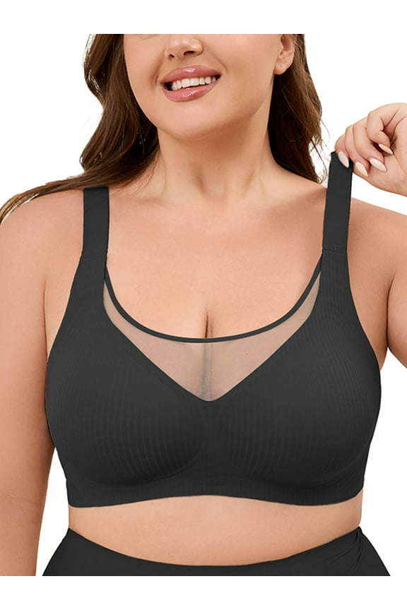 Women's Wireless Bras Comfort Everyday Full Coverage Bra Black XL Supportive T-Shirt Bra