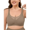 thumbnail image 1 of Chiclily Women's Wireless Bras Comfort Everyday Full Coverage Bra Coffee XL Supportive T-Shirt Bra, 1 of 8