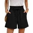 thumbnail image 1 of Chiclily Womens Casual Drawstring Shorts Black Summer Elastic Waist Shorts with Pockets, Small, 1 of 7