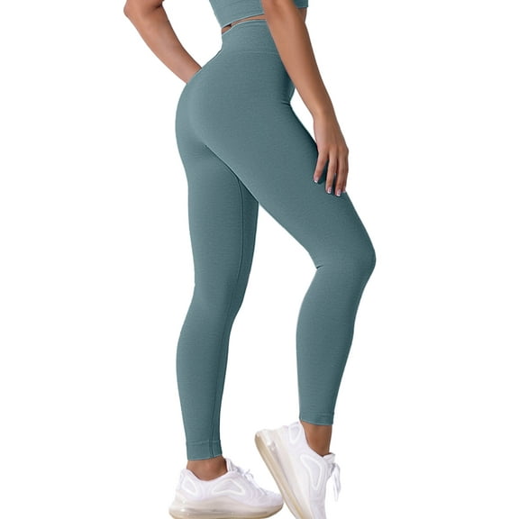 Chiclily Womens High Waist Leggings, 27" Inseam, Workout Yoga Pnats Tummy Control Joggers, Acid Blue, Size L