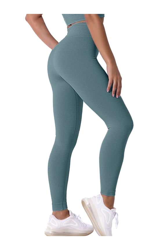 Womens High Waist Leggings, 27" Inseam, Workout Yoga Pnats Tummy Control Joggers, Acid Blue, Size L