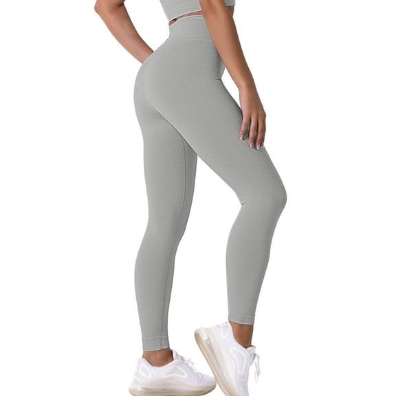 Chiclily Womens High Waist Leggings, 27" Inseam, Workout Yoga Pnats Tummy Control Joggers, Gray, Size S