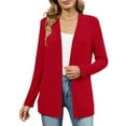thumbnail image 1 of Chiclily Womens Lightweight Long Sleeve Cardigan Casual Flowy Soft Open Front Knit Cardigans Sweaters, Red Size M, 1 of 7