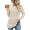 thumbnail image 1 of Chiclily Womens Long Sleeve Shirts Lightweight Pullover Sweaters Apricot Large Crew Neck Tunics Tops, 1 of 6