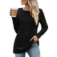 thumbnail image 1 of Chiclily Womens Long Sleeve Shirts Lightweight Pullover Sweaters Black Medium Crew Neck Tunics Tops, 1 of 6
