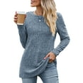thumbnail image 1 of Chiclily Womens Long Sleeve Shirts Lightweight Pullover Sweaters Blue Large Crew Neck Tunics Tops, 1 of 6