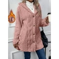 thumbnail image 1 of Chiclily Womens Long Cardigan Winter Coats Single Breasted Long Sleeve Casual Outerwear with Hood, Pink M, 1 of 2