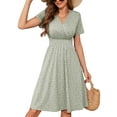 thumbnail image 1 of Chiclily Womens Summer Floral Boho Dress Casual Short Sleeve V-Neck Swing Midi Dress, Spots 2XL, 1 of 6
