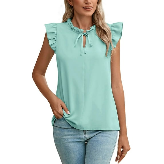 Chiclily Womens Summer Tops Short Sleeve V Neck Blouse Mint Green Small Loose Casual Drawstring Work Shirts