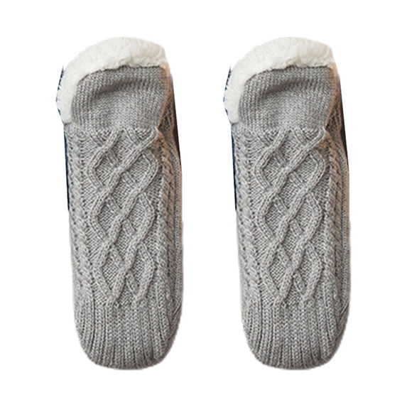 Chicmine 1 Pair Nice-looking Floor Socks Comfortable Polyester Thick Soft Unisex V Design Socks for Winter