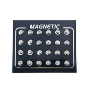 Chicmine 12Pairs/Set Unisex Rhinestone Inlaid Magnetic Stud Earrings Non Piercing Jewelry