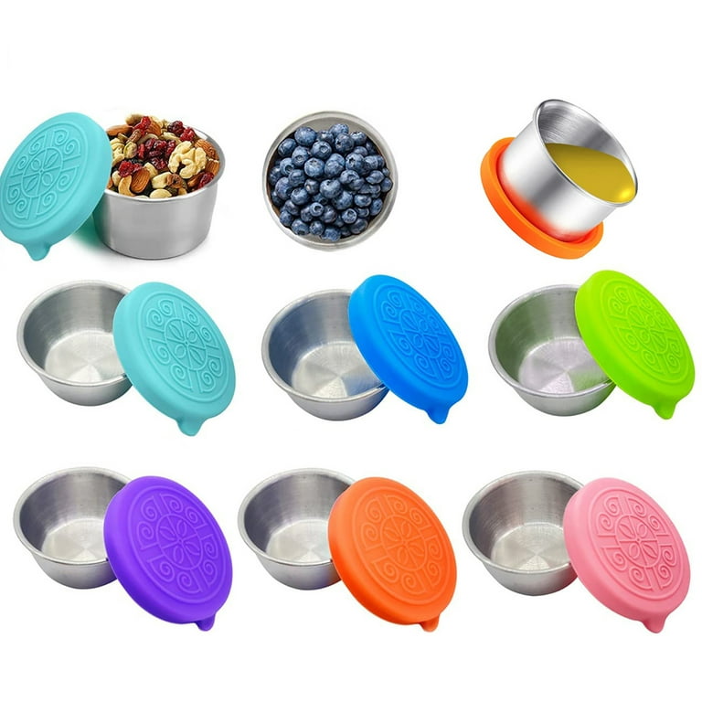 Round Food Containers with Lids - Microwavable Plastic Pots, Takeaway  Sauce Dip