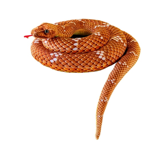 Chicmine 80-210CM Realistic Python Snake Plush Doll Soft Stuffed Reptile Toy for Kids Adults Halloween Decor Prop
