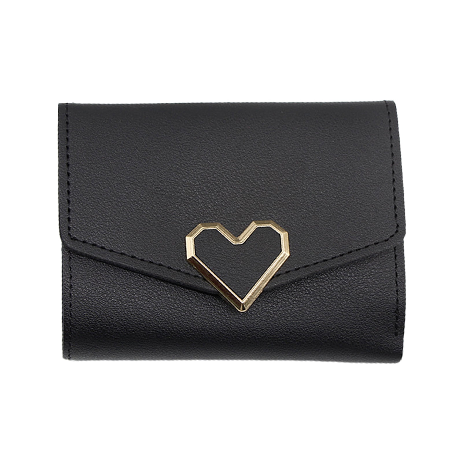 Chicmine Coin Purse Button Closure Multifunction Pocket Three Folds Fine Stitching Short Storage