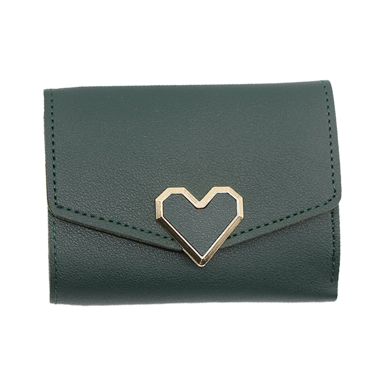 Chicmine Coin Purse Button Closure Multifunction Pocket Three Folds Fine Stitching Short Storage