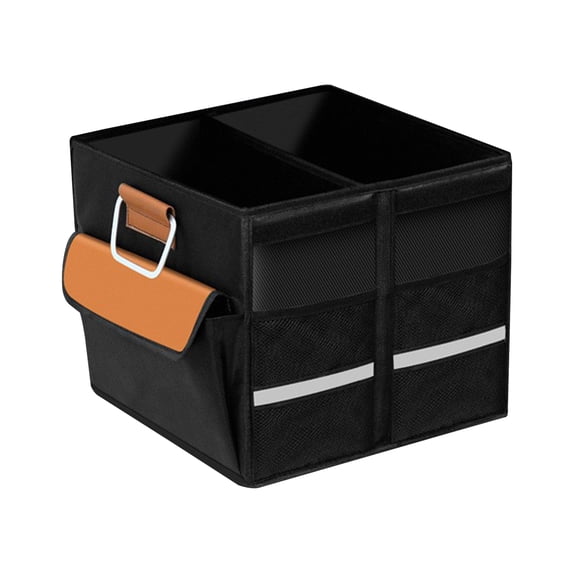 Chicmine Foldable Car Trunk Organizer Storage Box with Handle Large Capacity 2 Compartments Vehicle Trunk Storage Box Car Accessories