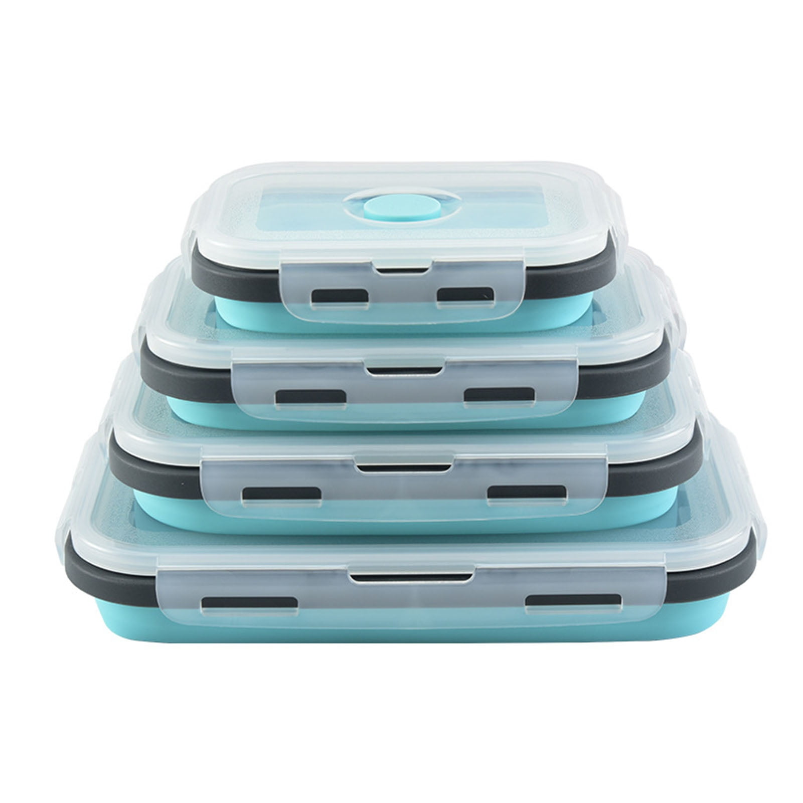 Set of 4 Blue Collapsible Silicone Food Storage Containers
