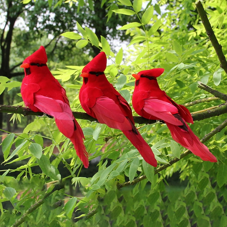 Warmtree 20 Pcs Artificial Christmas Cardinal Birds Simulation Red Birds  Feather Mini Bird Decorative Fake Birds for Christmas Tree Craft Home