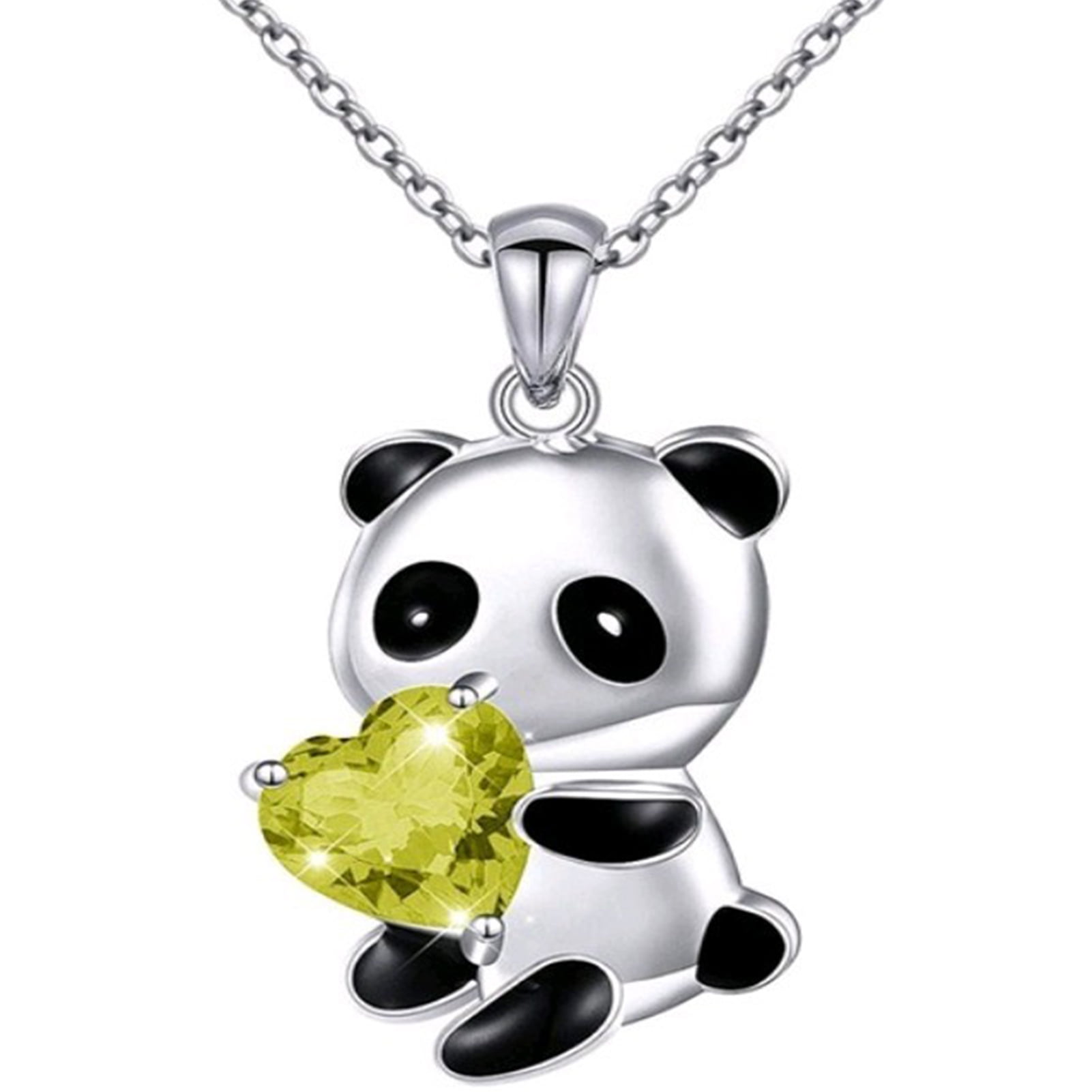 Chicmine Pendant Necklace Panda Embrace Heart Exquisite Jewelry Cartoon