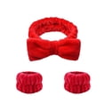 thumbnail image 1 of Chicmine Spa Headband Wrist Wrap Set Face Wash Hair Band Soft Comfortable Spa Headband Wristbands Set for Face Washing Grooming Accessories with Bowknot Design, 1 of 8