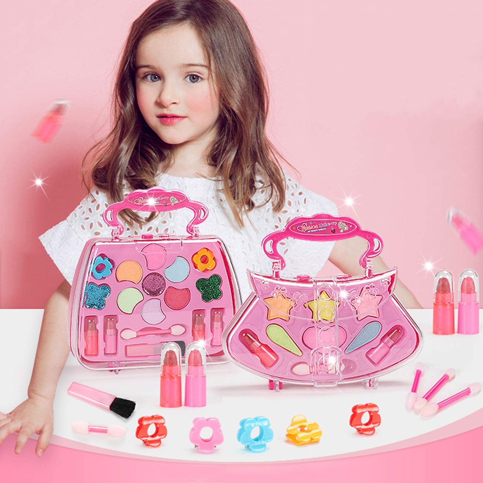 Chicmine Washable Kids Makeup Toys Kit Kids Makeup Set Pretend Makeup Simulation Scene Lipstick