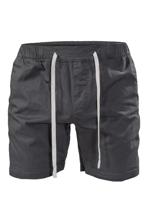 Chico Flex Men’s Casual Stretch Shorts – Gray S, 6" Khaki Shorts, Elastic Waistband, Drawstring, Deep Pockets