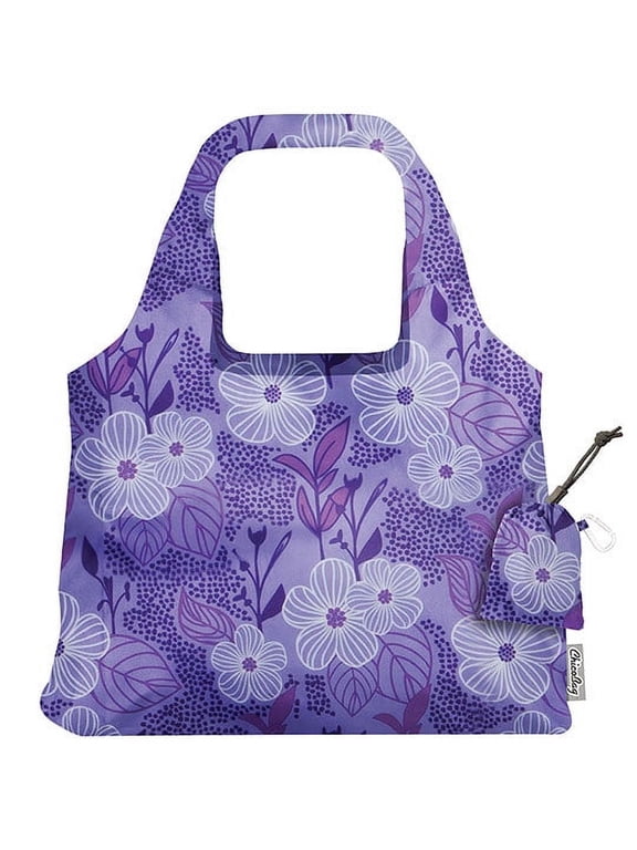 233261 Bliss Vita Purple Blooms Reusable Shopping Bag 19" x 13"