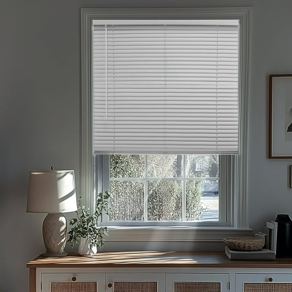 Chicology 34"W x 48"H White Blackout Cordless Vinyl Mini Window Blinds 1" Slats