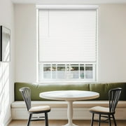 Chicology Cordless Faux Wood Blinds 2 in Slats Blackout No Hole Design Valance, 18"W x 48"H Wh