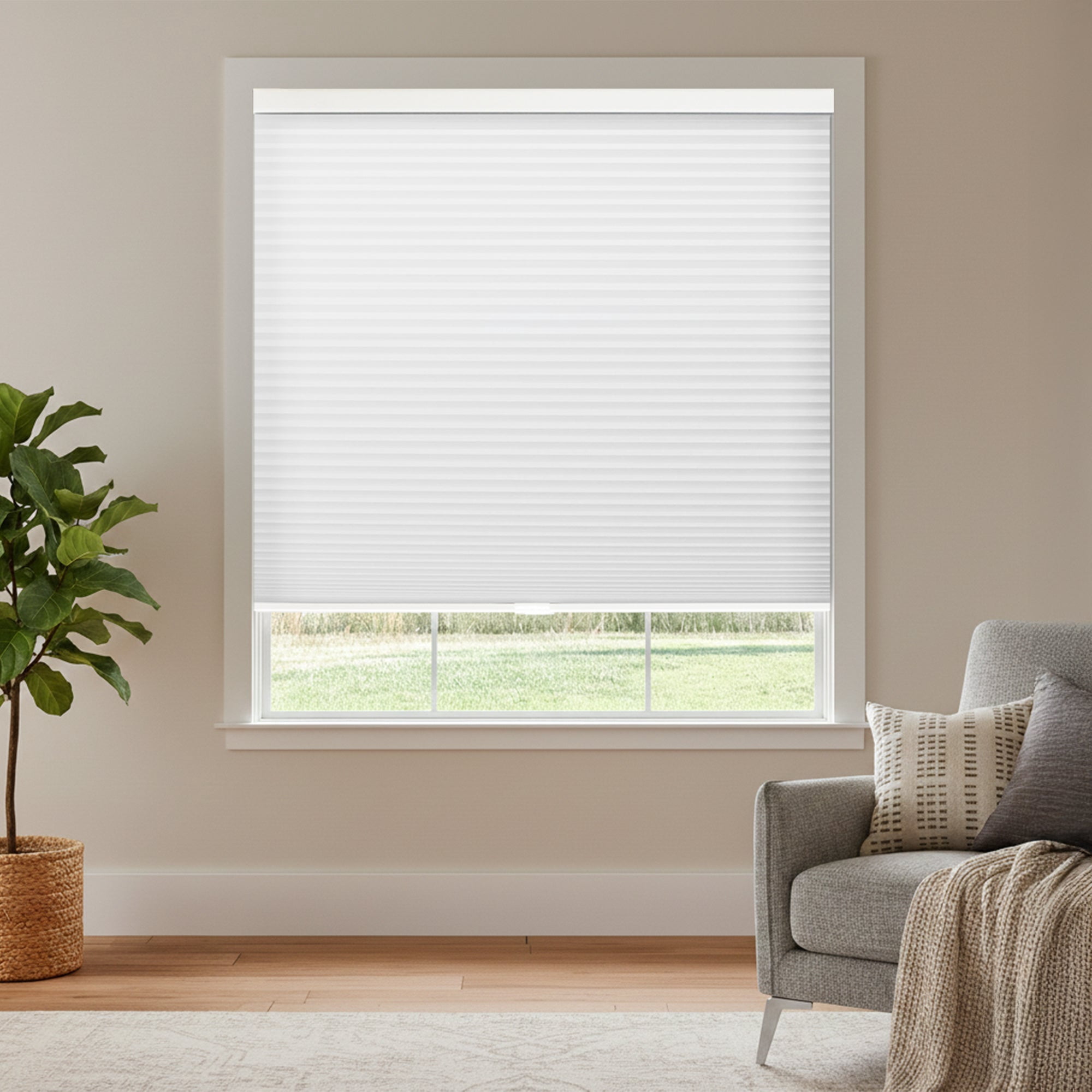 Chicology 19.25"W X 48"H Cordless Double Cell Cellular Shades Light Filtering White