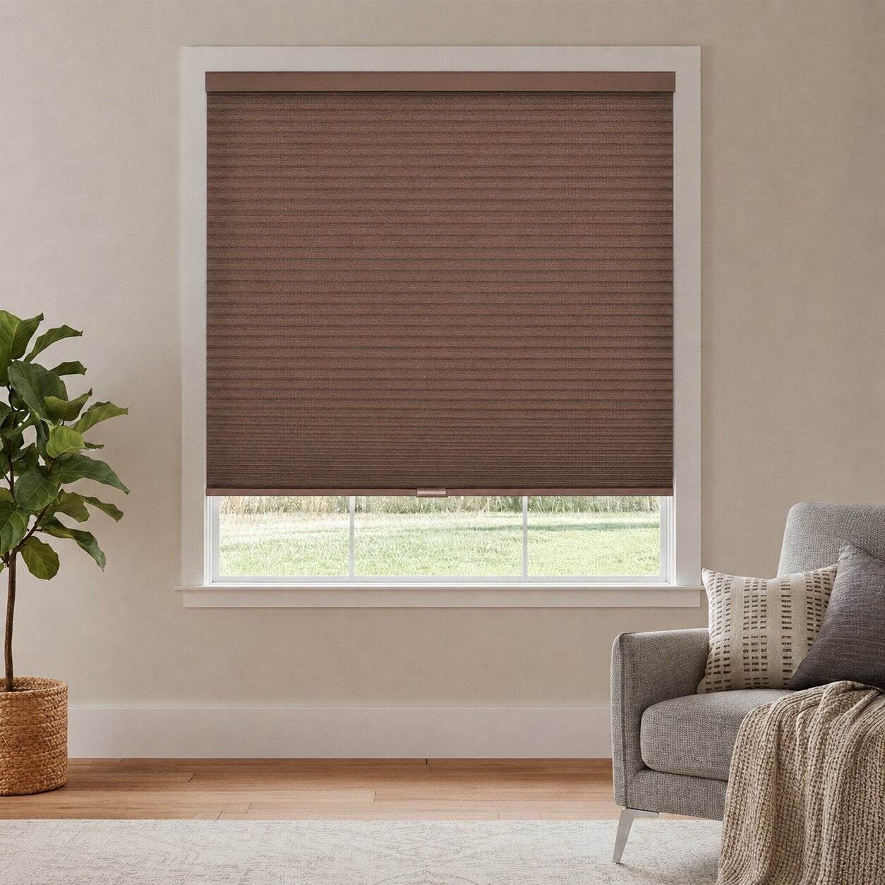 Chicology 26.25"W X 72"H Cordless Double Cell Cellular Shades Light Filtering Mocha