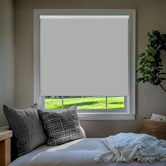 Chicology 50"W X 64"H Gray Solid Cordless Vinyl Roller Window Shades, Light Filtering, Safe for Kids & Pets