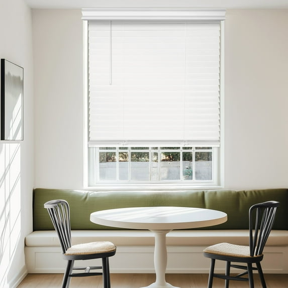 Chicology Cordless Faux Wood Blinds 2 in Slats Blackout No Hole Design Valance, 51.5"W x 64"H