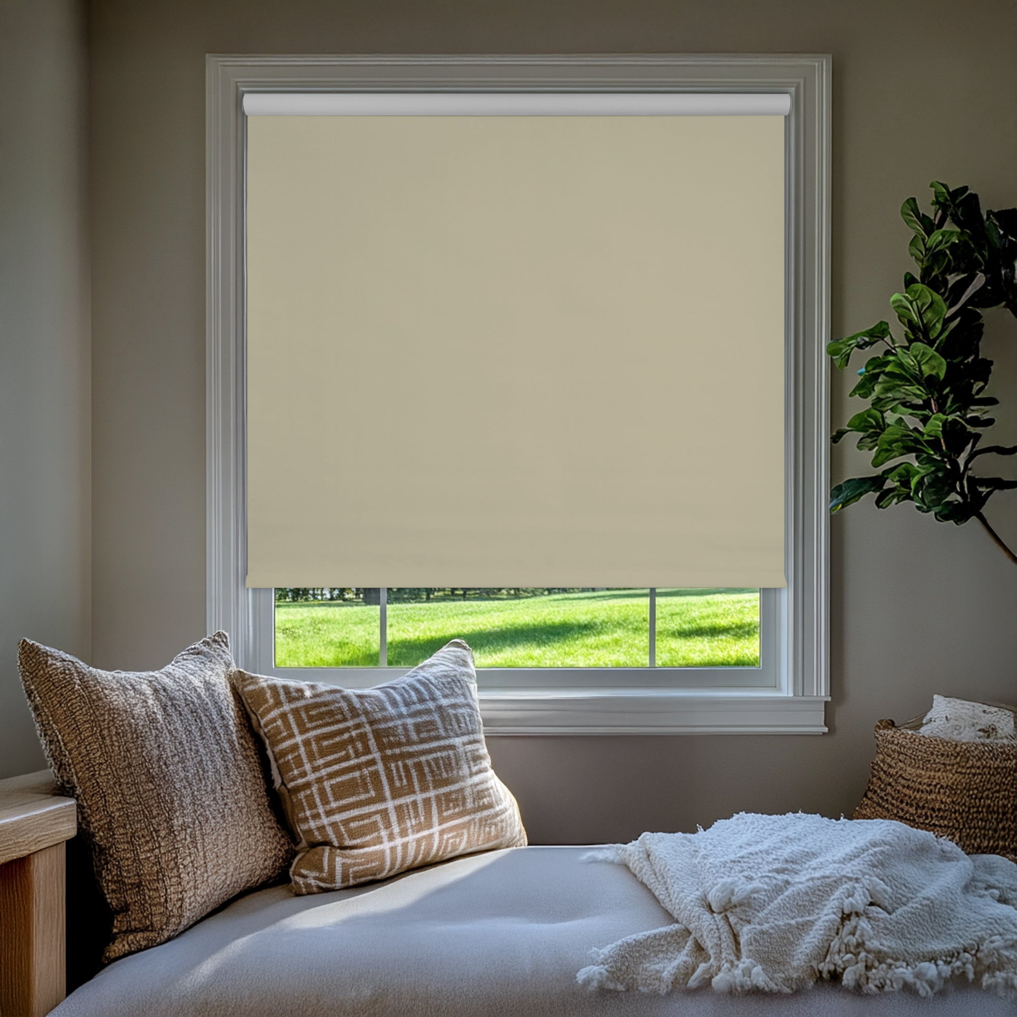 Chicology Blackout Roller Shades| Cordless Room Darkening Window Blinds |67.25"W X 64"H| Privacy Shades for Bedroom & Living Room | UV Protection | Cream