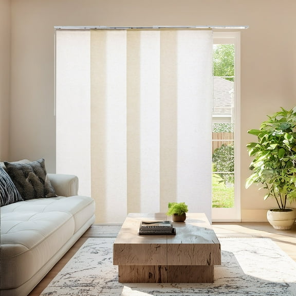 Chicology Adjustable Sliding Panel Blinds. Country Ivory, 46"-86"W X 0"-96"H