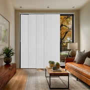 Chicology Adjustable Sliding Panel Blinds. Movie Night White, 46"-86"W X 0"-96"H