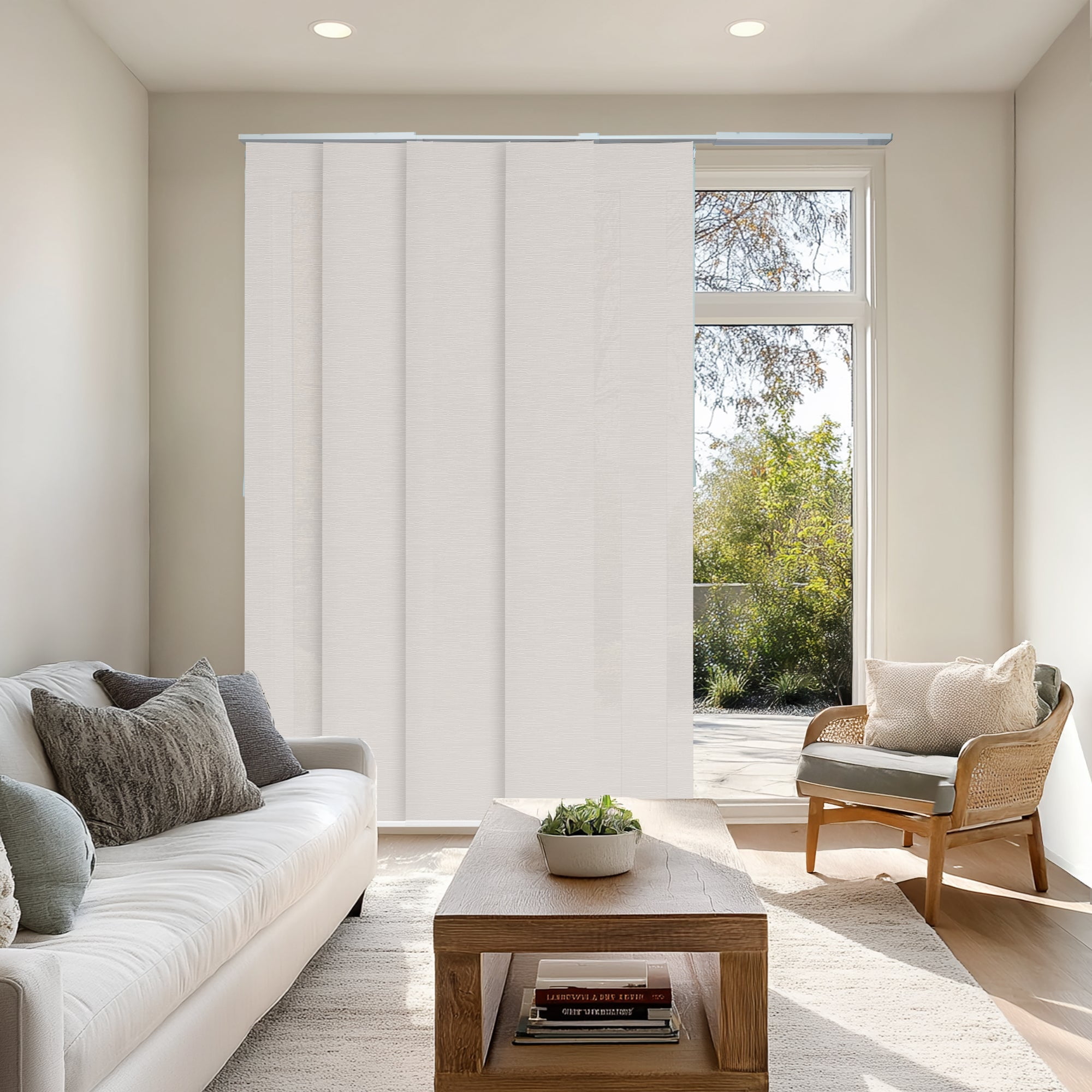 Chicology Adjustable Sliding Panel Blinds. Slate, 46"-86"W X 0"-96"H