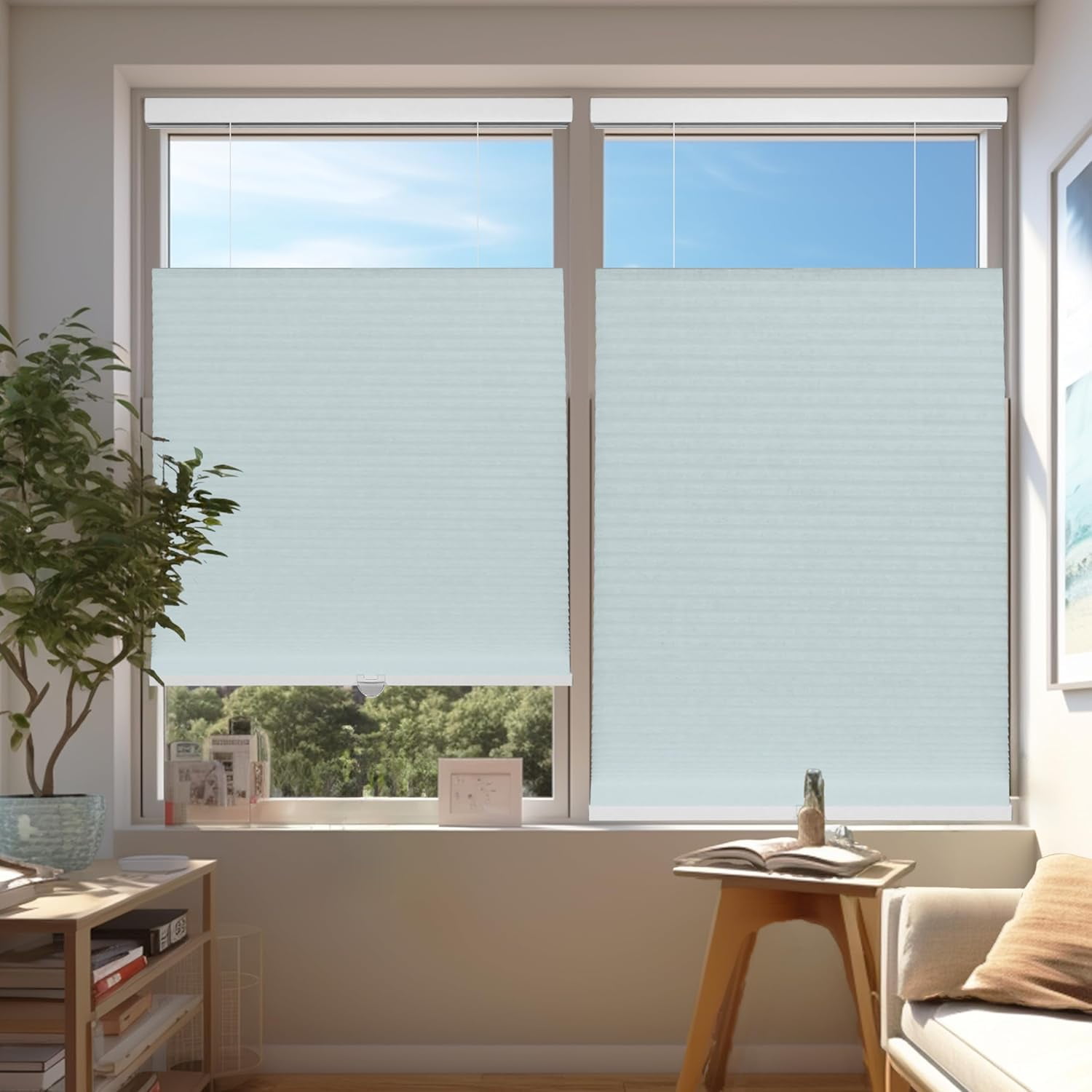 Chicology Cloud Light Filtering Cordless Top Down Bottom Up Cellular Shades 61 in. W x 48 in. L