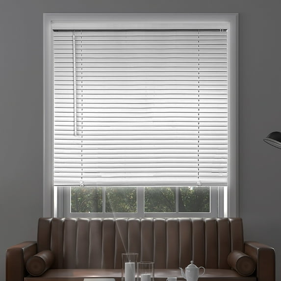 Chicology 21.5"W X 60"H Midnight White Cordless Blackout 1" Slats Vinyl Mini Window Blinds